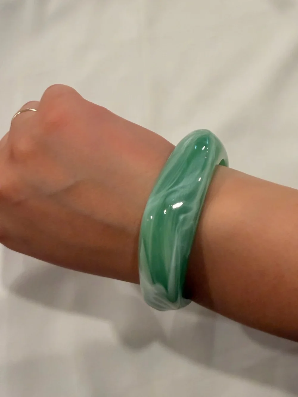 Mint Swirl Resin Sculpted Bangle Bracelet